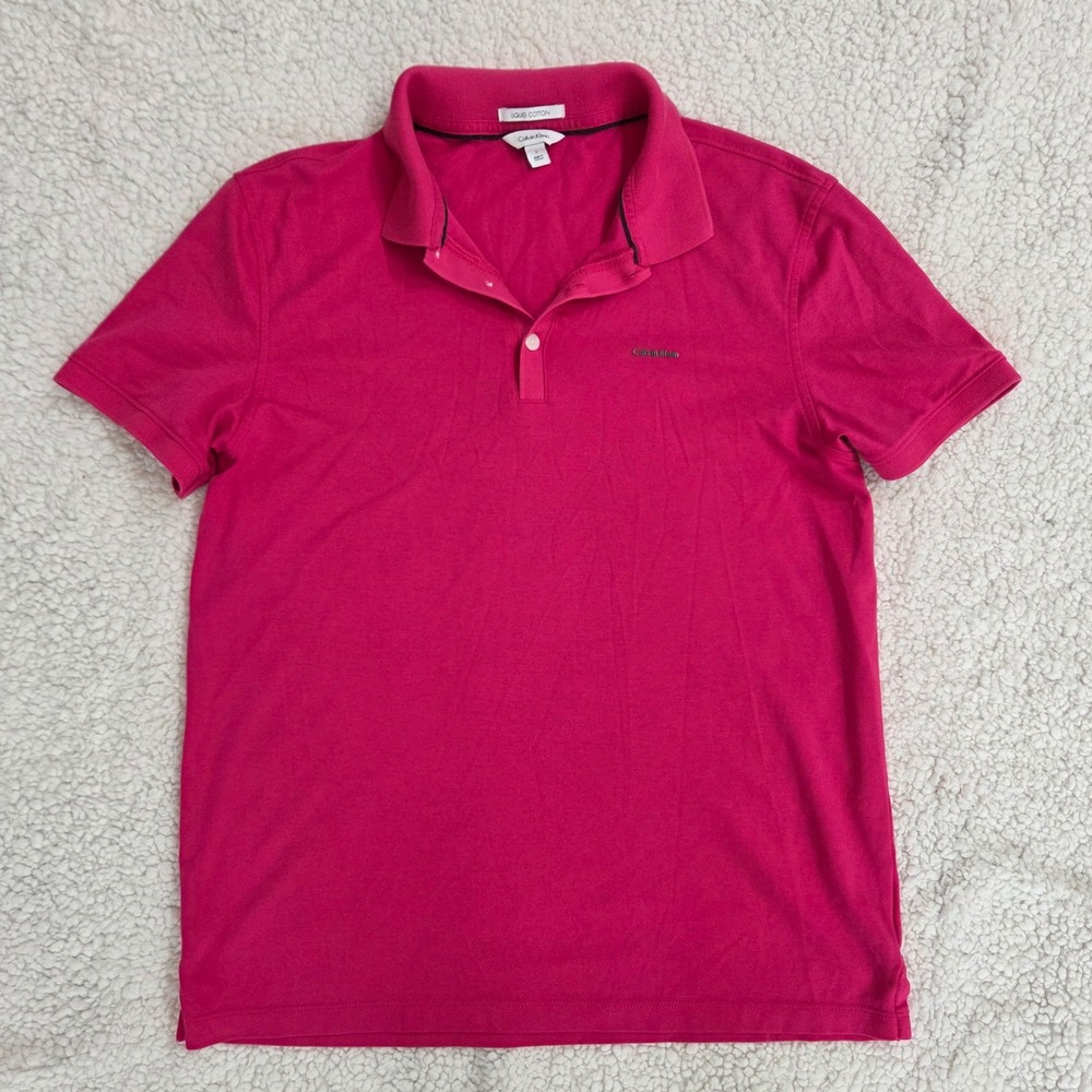 Calvin Klein Liquid Cotton Polo Shirt Women's‎ Small Classic Fit Pink Casual